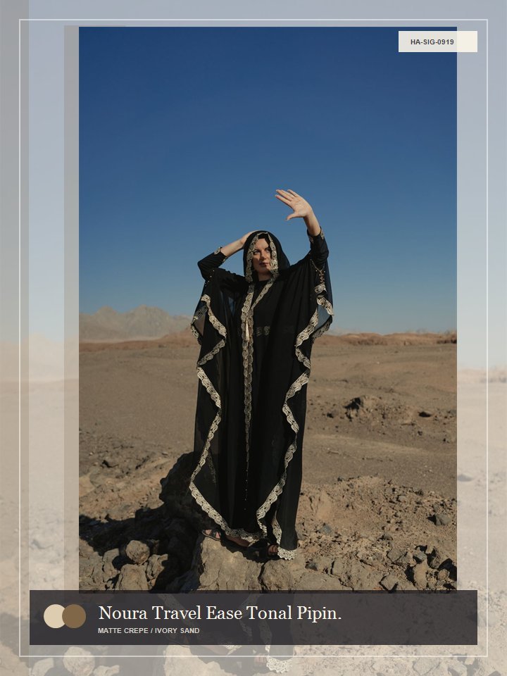 Noura Travel Ease Tonal Piping Royal Abaya