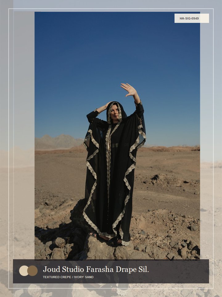 Joud Studio Farasha Drape Silk Abaya