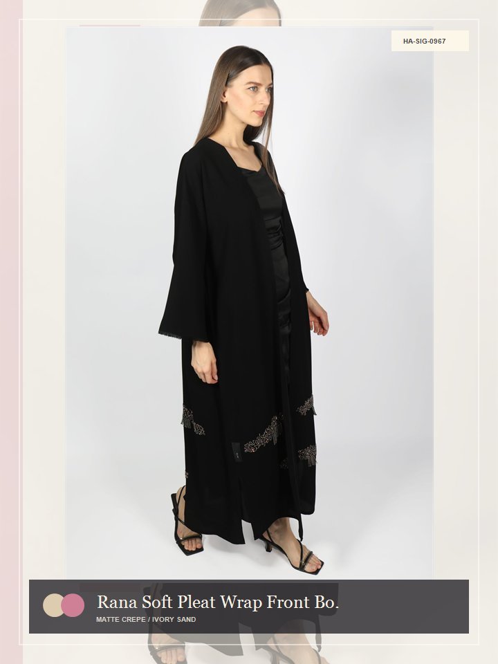 Rana Soft Pleat Wrap Front Boutique Abaya