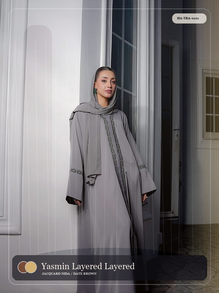 Yasmin Layered Layered Hem Velvet Abaya