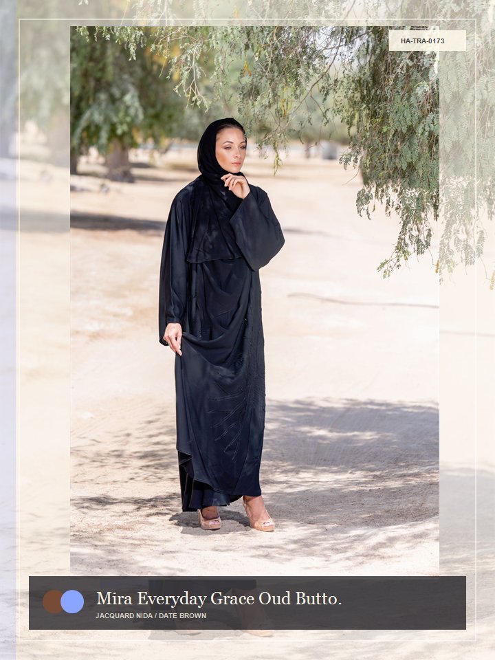 Mira Everyday Grace Oud Button Avenue Abaya