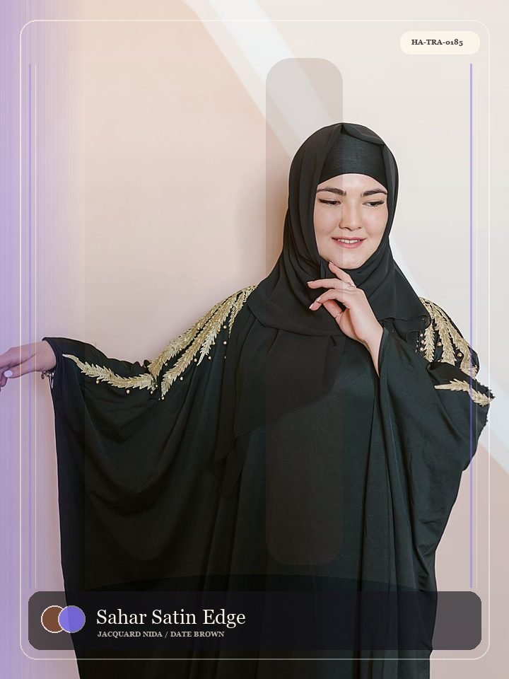 Sahar Satin Edge Majlis Collar Boutique Abaya