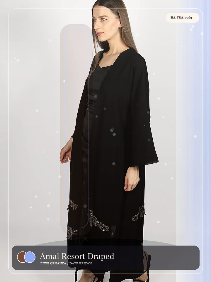 Amal Resort Draped Pocket Signature Abaya