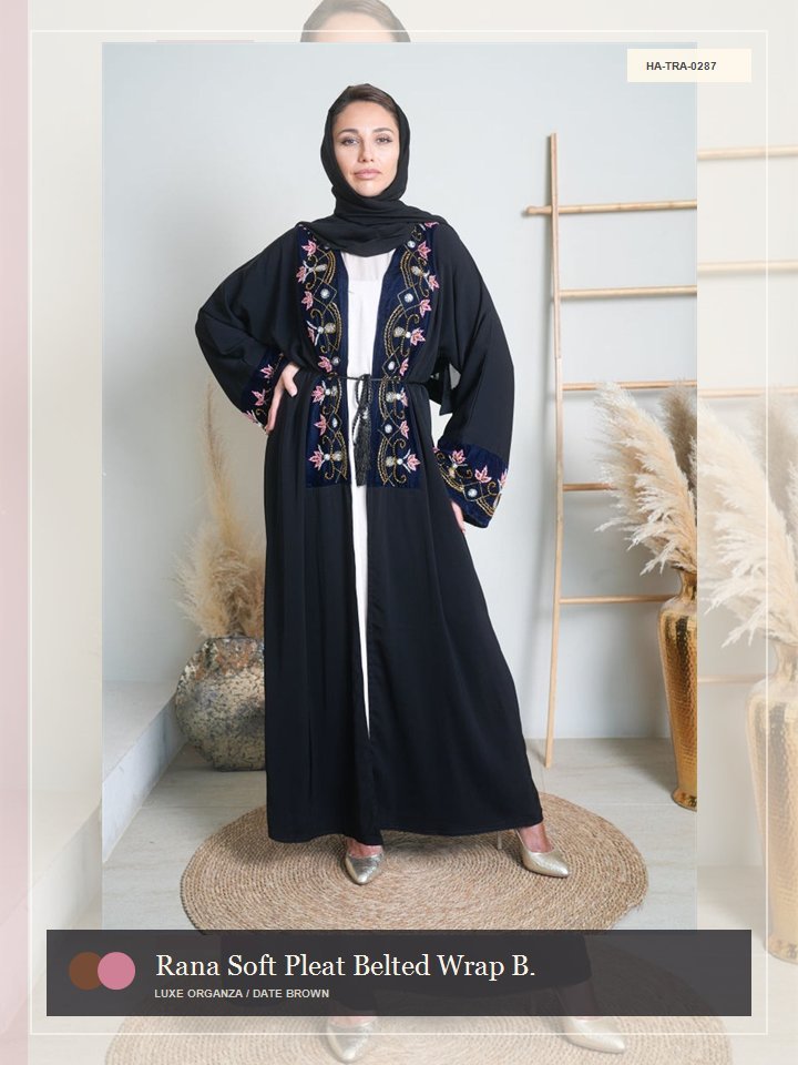 Rana Soft Pleat Belted Wrap Boutique Abaya