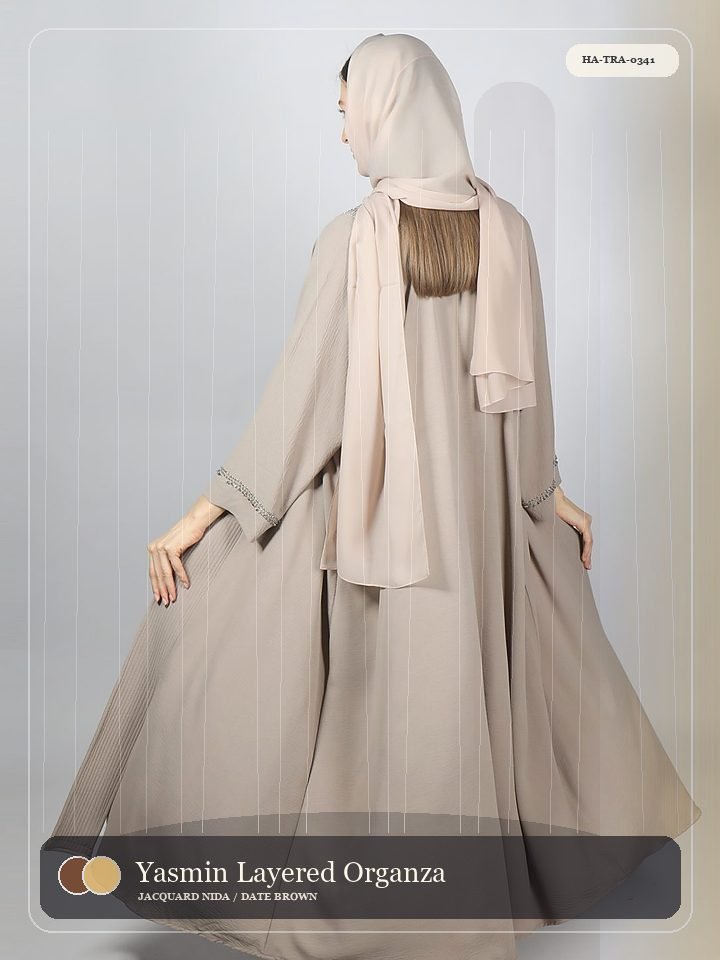 Yasmin Layered Organza Panel Royal Abaya