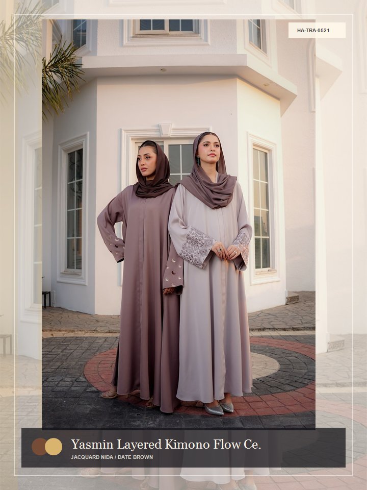 Yasmin Layered Kimono Flow Celeste Abaya