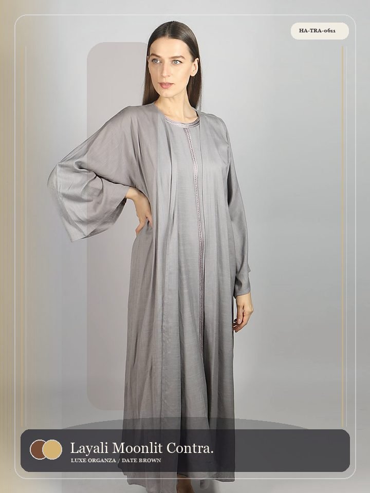 Layali Moonlit Contrast Trim Velvet Abaya