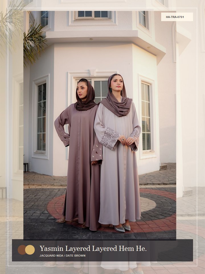 Yasmin Layered Layered Hem Heritage Abaya