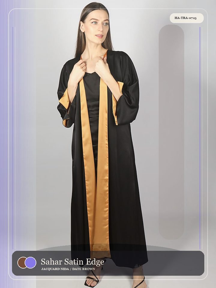 Sahar Satin Edge Cape Sleeve Celeste Abaya
