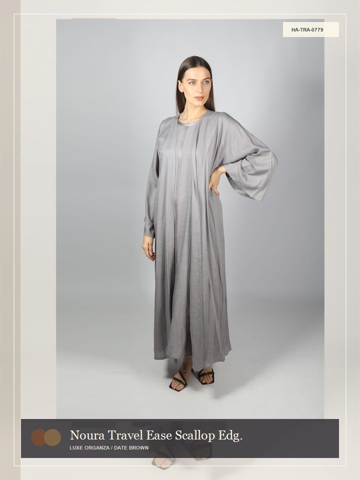Noura Travel Ease Scallop Edge Silk Abaya