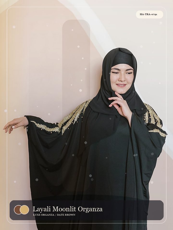Layali Moonlit Organza Panel Serene Abaya