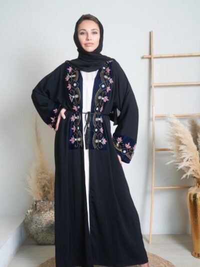 Safa Embroidered Panel Embroidery Dawn Abaya
